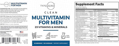 Type Zero Multivitamin Capsules for Men (120 Capsules) (1200 mg) - Gluten-Free, 60 Servings