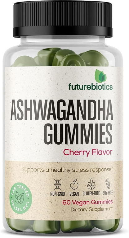 Futurebiotics Ashwagandha Gummies Stress & Mood Support - Non-GMO, 60 Vegan Cherry Flavored Gummies
