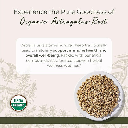 Starwest Botanicals Organic Astragalus Root - Dried Herb for Tea, Natural Immune Support, Cut & Sifted, Promotes Wellness, Certified Kosher, Non-GMO- Bulk 1 lb Bag