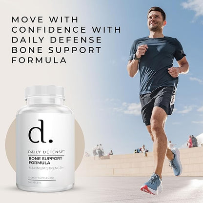 Calcium Supplements for Women & Men - Daily Defense Bone Support Formula with Calcium 1000mg, Magnesium, L-Lysine HCl, & More - for Better Flexibility & Mobility - 90 Easy to Swallow Calcium Tablets