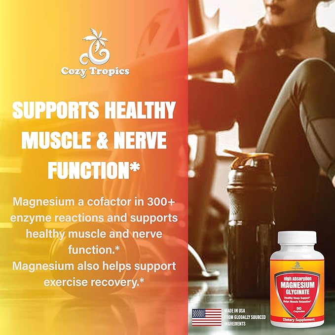 Pure Magnesium Glycinate Supplement - High Absorption, Vegan, Non-GMO Capsules for Stress Relief, Muscle, Nerve & Sleep Support, Energy Boost, Bone Health - Easy-to-Swallow - 90 Capsules