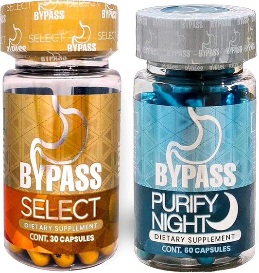 Bypass Duo Select & PURIFY - Quemá grasa de día y de Noche (Select 30caps) - (purify 60caps), Blue and Gold