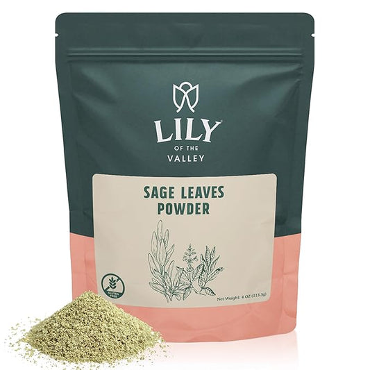 Lily of the Valley Sage Leaf Powder - Ground Dried Sage leaves - Seasoning Herb Spice - No Fillers & No Additives - Great for Cooking - Vegan & Gluten-Free - Packed in Resealable Pouch (16oz, 453g)