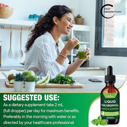 NEW AGE Chlorophyll Liquid Drops - Natural Concentrate – Energy Booster, Digestion and Immune System Supports, Internal Deodorant, Liver Function - (2 Fl Oz (Pack of 4))
