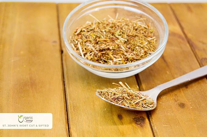ORGANIC WAY St. John's Wort Cut & Sifted (Hypericum perforatum) - Herbal Tea | European Wild-Harvest | Organic, Kosher & USDA Certified | Vegan, Non GMO & Gluten Free | Origin - Albania (8 Oz)