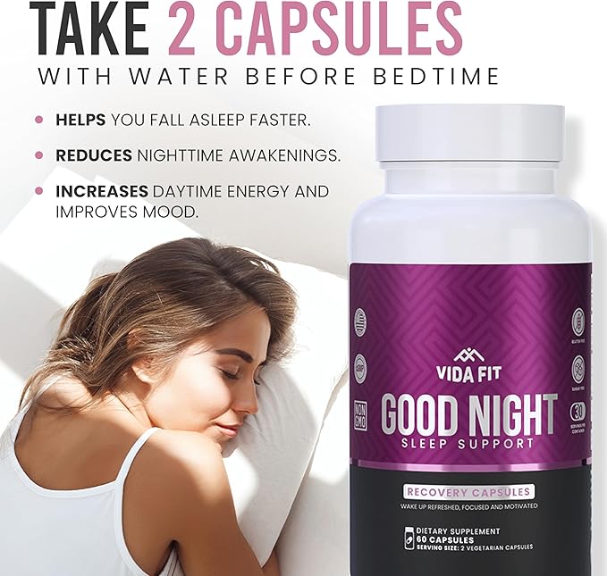 Natural Sleep Aid for Adults, Sleep Supplement, Natural Calm, Melatonin with L-Theanine, Magnesium Glycinate, Ashwagandha, GABA, 5-HTP, Vitamin D & Niacin (30 Day Supply)