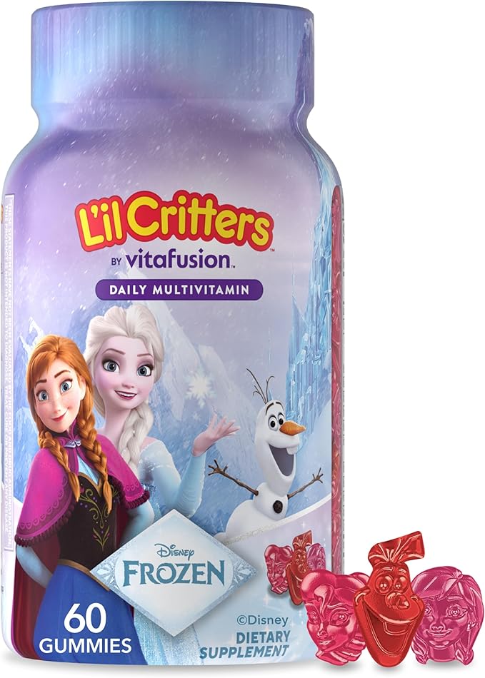 L'il Critters Frozen Daily Kids Multivitamin Gummies Assorted Berry Flavors for Ages 2+ Toddlers and Kids, Disney Multivitamin Gummies with 11 Essential Nutrients, 30-60 Day Supply, 60 Gummies