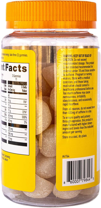 Energy Gummies, 2475mg of Plant-Based Caffeine Chews per Bottle, Long Lasting Energy Boosters, Tropical (33ct)