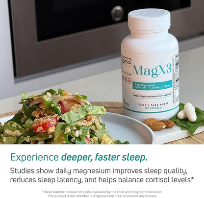 Nutra Mag X3 Triple Magnesium Complex –Super Calm Stress Relief & Cortisol Reducer, Magnesium Aspartate, Citrate & Lactate Formula for Nerve Health & Wellness Best Magnesium Supplement for Women & Men