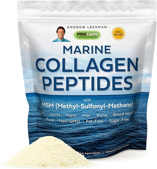 ANDREW LESSMAN Marine Collagen Peptides Powder and MSM 240 Servings - Supports Radiant Smooth Soft Skin, Comfortable Joints. Pure. Super Soluble No Fishy Flavor No Additives Non-GMO