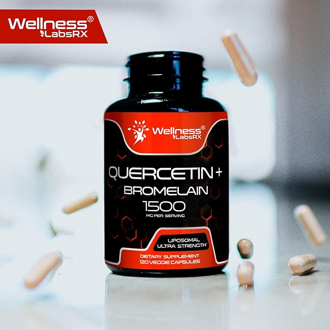 Quercetin with Bromelain Supplement - 1500mg - Immune Support and Heart Health Capsules For Men and Women, Quercetin Supplements Helps Support Joint & Healthy Respiratory System - 120 Count