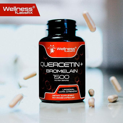 Quercetin with Bromelain Supplement - 1500mg - Immune Support and Heart Health Capsules For Men and Women, Quercetin Supplements Helps Support Joint & Healthy Respiratory System - 120 Count