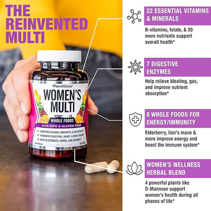 FarmHaven Multivitamin for Women | 22 Essential Nutrients and Vitamin D3 K2 Capsules
