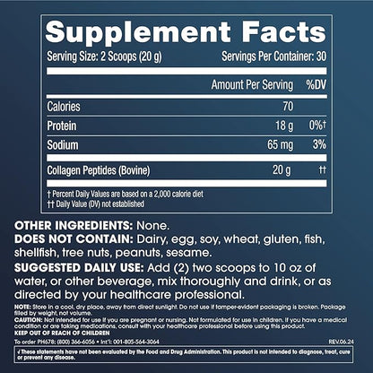 ProHealth Pure Collagen Peptides Powder, 600 Grams | Supports Hair, Nail, Skin, Bone, Joint Health, and Longevity | Grass-Fed, Pasture-Raised | Zero Sugar, Unflavored | Third-Party Tested