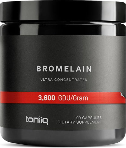 Ultra High Strength Bromelain 1000mg - 3600 GDU/Gram - Highly Concentrated and Bioavailable - Third-Party Tested Formula - 90 Vegetarian Capsules - 45 Servings Per Container - Bromelain Supplement