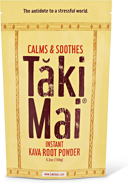 Taki Mai Instant Kava Kava Powder 150g – Premium Kava Root Powder with High Kavalactone Content – Natural Relaxation Aid for Calmness, Stress Relief, and Sleep Support – Easy-to-Mix
