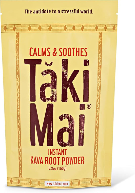 Taki Mai Instant Kava Kava Powder 150g – Premium Kava Root Powder with High Kavalactone Content – Natural Relaxation Aid for Calmness, Stress Relief, and Sleep Support – Easy-to-Mix