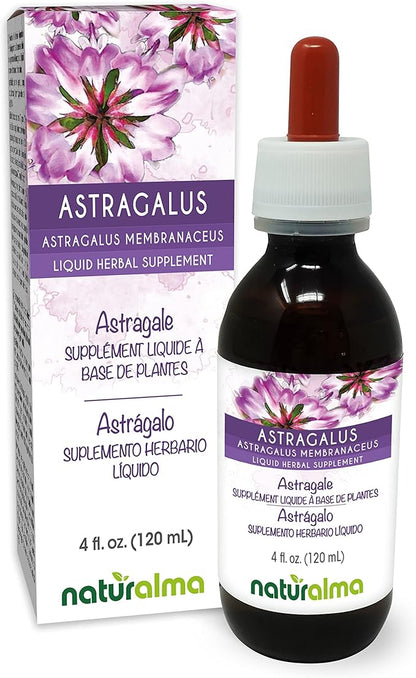 Naturalma Astragalus (Astragalus membranaceus) Root Alcohol-Free Tincture - 4 fl oz Liquid Extract in Drops - Herbal Supplement - Vegan