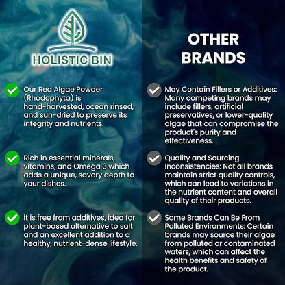 Holistic Bin Red Marine Algae Powder Gigartina and Dumontiacea Red Algae Supplements | Gluten Free, Vegan, Wild Harvested | Rich in Vegan Omega 3 (30 Grams)