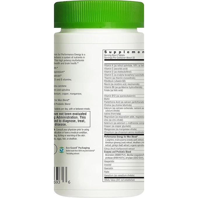 Rainbow Light Men's Multivitamin for Performance Energy, Multivitamin Supplement Provides High-Potency Source of Vitamin C, Vitamin D, Vitamin E and B-Complex, Vegetarian, 90 Count