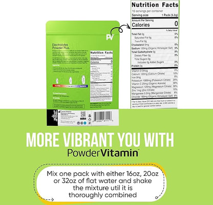 Electrolytes Powder Plus, Keto, Lemonade, Sugar Free, Pink Himalayan Salt, 1000mg Potassium, 120mg Calcium, 120mg Magnesium, Non-GMO, Zero Calories, (16 Hydration Packets)