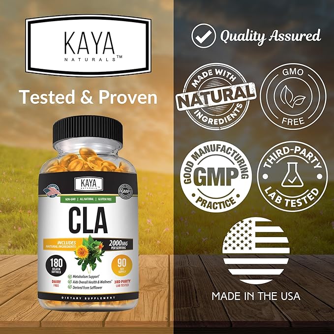 Kaya Naturals CLA Capsules – Conjugated Linoleic Acid – Non-GMO & Gluten-Free (180 Count (Pack of 1))