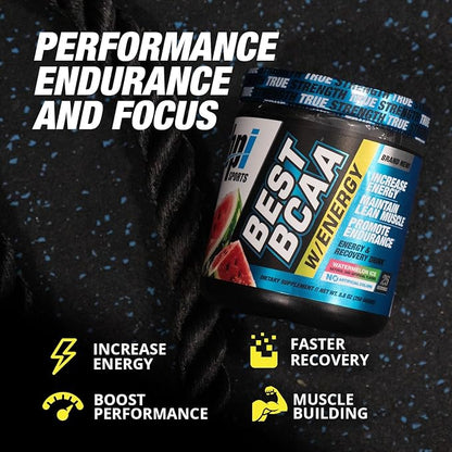 BPI Sports Best BCAA with Energy - Healthy BCAA Powder - Improved Performance - Lean Muscle Building - Accelerated Recovery - Proprietary Energy Blend - Watermelon Ice - 25 Servings - 8.8 oz.