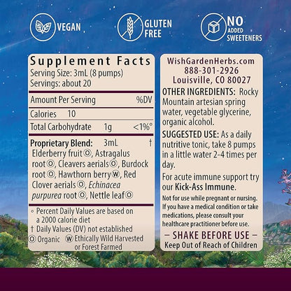 WishGarden Herbs Daily Immune Builder with Black Elderberry & Astragalus - Daily Immune Support Formula for Adults, Herbal Immune System Booster with Elderberries, 2oz