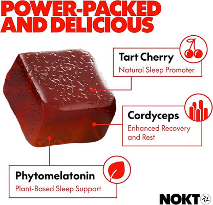 Sleep Gummies - Tart Cherry & Vegan Melatonin, Sugar-Free, Gluten-Free, Nutritional Supplement, 30 Gummies, Tart Cherry Flavor, Gummy Form, Deep Restorative Sleep Support