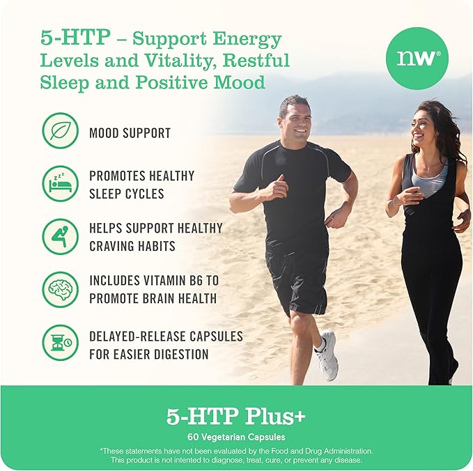 NatureWise 5-HTP 200mg Supplement from Griffonia Seeds with Cofactor Vitamin B6 - Mood Support and Natural Sleep Aid for Adults - Delayed-Release, Vegan - 30 Count[1-Month Supply]