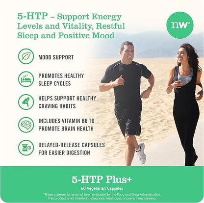 NatureWise 5-HTP 200mg Supplement from Griffonia Seeds with Cofactor Vitamin B6 - Mood Support and Natural Sleep Aid for Adults - Delayed-Release, Vegan - 30 Count[1-Month Supply]