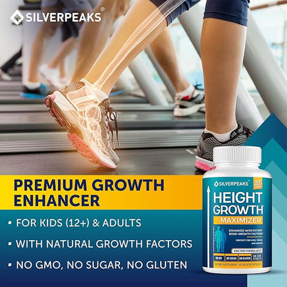 Growth Capsules to Grow Taller - Height Growth Maximizer with Calcium for Bone Strength, Made in USA, Natural Get Taller Supplement to Increase Bone Growth Adults, Teens & Kids, Free of Growth Hormone