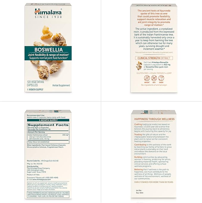 Himalaya Boswellia, Joint Support for Mobility and Flexibility, Promotes Tissue Preservation, 250 mg, 120 Capsules
