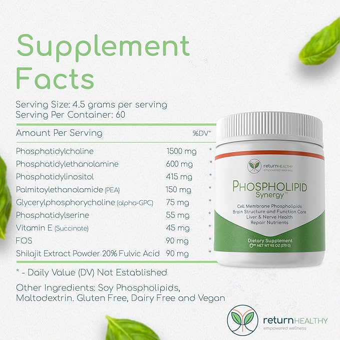 Phospholipid Synergy Powder | Antioxidant Powder for Cellular Repair | Brain Supplements for Memory and Focus | Liver Detox Supplements with an Advance Cleansing Formula | 270 g