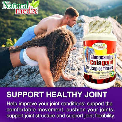 GLUCOSAMINE CHONDROITIN + HYDROLYZED Collagen + Shark Cartilage - Premium Joint Support - Advanced Joint Health Formula 100% Peruvian Supplement