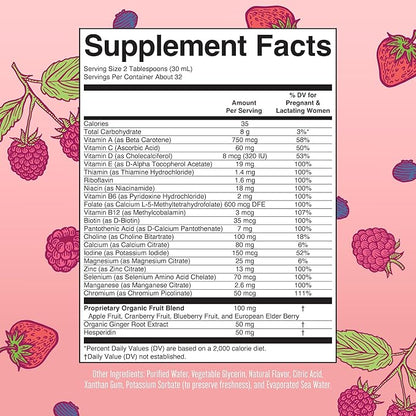 MaryRuth Organics Postnatal & Prenatal Vitamins for Women | Sugar Free | Womens Multivitamin for Pre-Conception, Pregnancy & Nursing | Ginger | Selenium | Folate | Vegan | Non-GMO | Gluten Free | 32oz