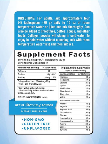 Nature's Truth Collagen Peptides Powder Unflavored | Grass Fed, Type 1 & 3 | 10 oz | Keto Friendly | Mixes Easily | Non-GMO, Gluten Free Supplement