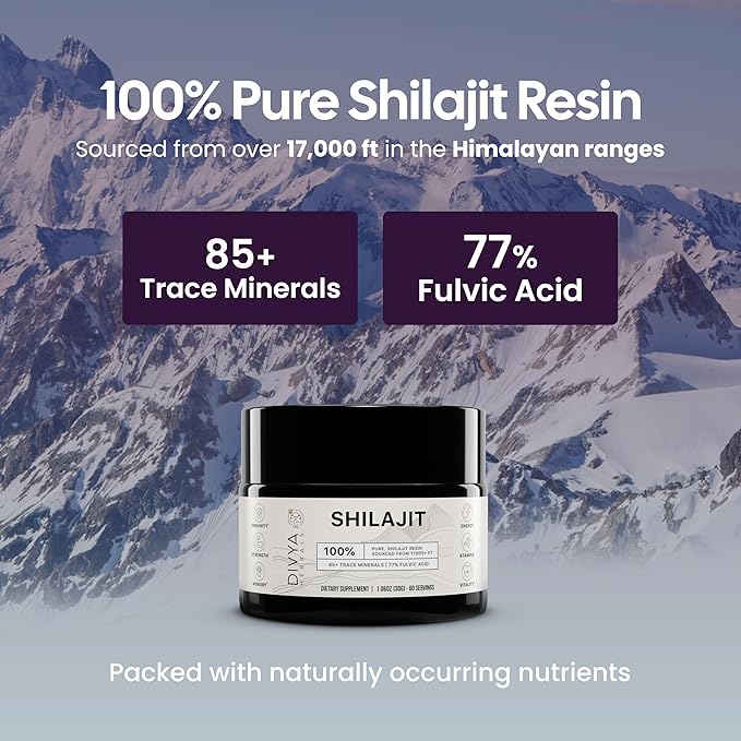 Pure Himalayan Organic Shilajit Resin | 85+ Trace Minerals - 77%+ Fulvic Acid | Energy, Vitality Supplement | Sustainably Sourced | No Fillers, Low-Heat Water Extraction | 30gm - 60Svgs