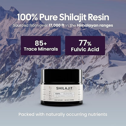 Pure Himalayan Organic Shilajit Resin | 85+ Trace Minerals - 77%+ Fulvic Acid | Energy, Vitality Supplement | Sustainably Sourced | No Fillers, Low-Heat Water Extraction | 30gm - 60Svgs