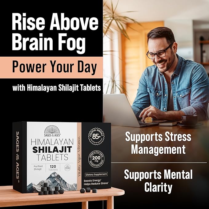 Shilajit Tablets for Men - Gold Grade - No Added Sugar - 120 Dry Drops - Organic - Lab Tested