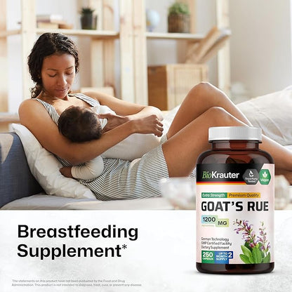 BIO KRAUTER Goats Rue Lactation Support Capsules 1200 mg - 250 Count - Goats Rue Capsules - Natural Breastfeeding Supplements