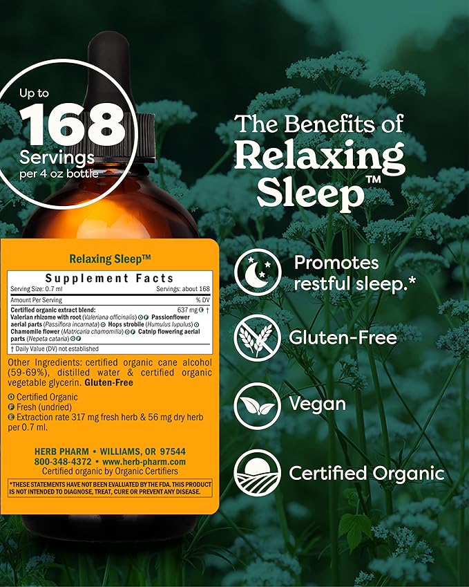 Herb Pharm Relaxing Sleep Herbal Formula with Valerian Liquid Extract - 4 Ounce (Pack of 1)