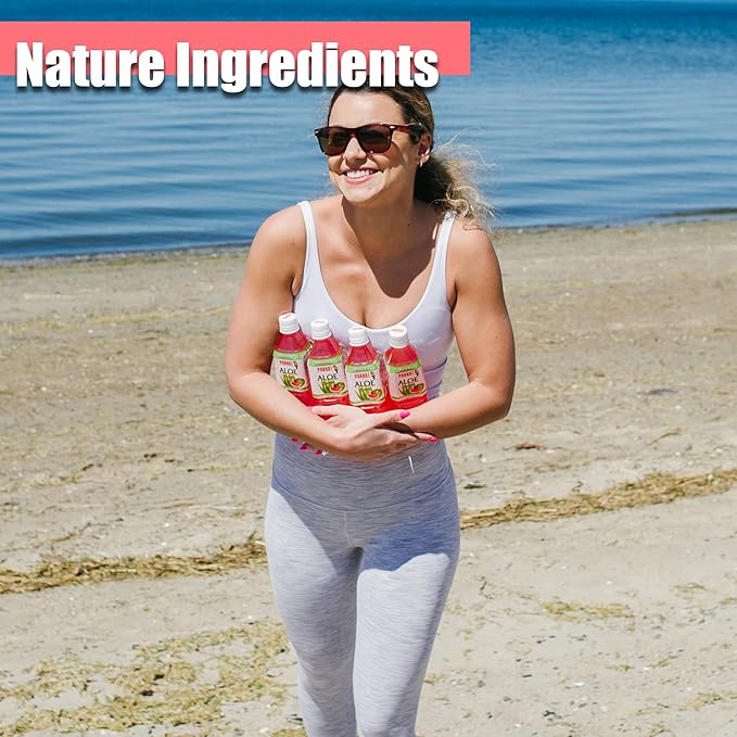 Parrot Aloe Vera Drink with pulp and Watermelon flavor, Chewable Aloe added, Sweet and Refreshing Jucie Drink 16.9 fl.oz. (Pack of 10)