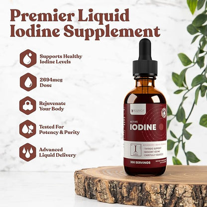 Active Iodine - Nascent Iodine Drops - Liquid Delivery for Better Absorption - Supports Healthy Energy, Vitality, & Iodine Levels