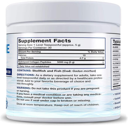 Marine Collagen Peptides Hydrolyzed Protein Powder + Ultra Biotin 10,000 Mcg Hair Skin and Nails Supplement
