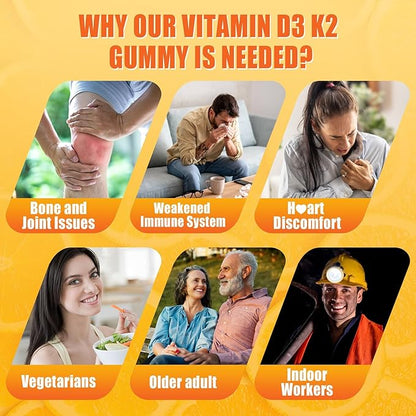 Organic Plant D3 5000 IU + K2(MK-7)100 mcg -5X Absorption Than Standard D3K2, 100% Whole Food Derived Omega-3,Methyl B12,Vitamin C, Zinc,and 5 Organic Vegetables,Supports Bone & Teeth Strength, 1 Pack