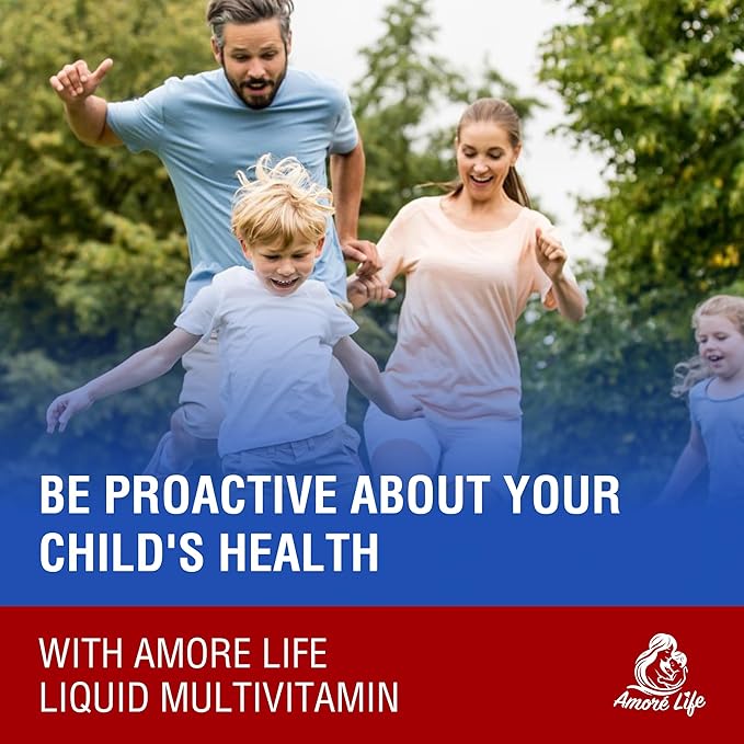 Daily Liquid Multivitamin for Kids, High Absorption with Vitamins A, D, E, B1 and Cod Liver Oil, Vitamin Supplements for Kids, Family Friendly, 16oz, Cherry Flavor