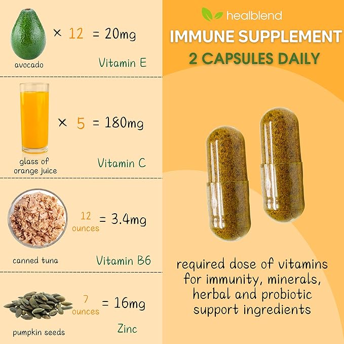 10 in 1 Immune Support Supplement Booster with Elderberry, Zinc, Echinacea, Turmeric, Lactobacillus Acidophilus, for Adults [120 Capsules]