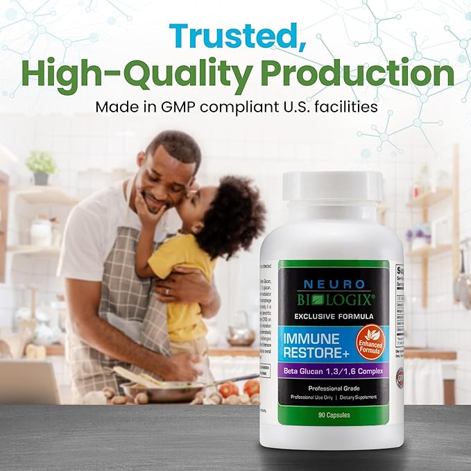 Immune Restore+ - Contains Beta Glucan 1,3/1,6 Complex & Herbal Extracts for Immune Support - Supports T-Cell & Macrophage Activity - With Cordyceps, Astragalus, Turkey Tail & Echinacea - 90 Capsules
