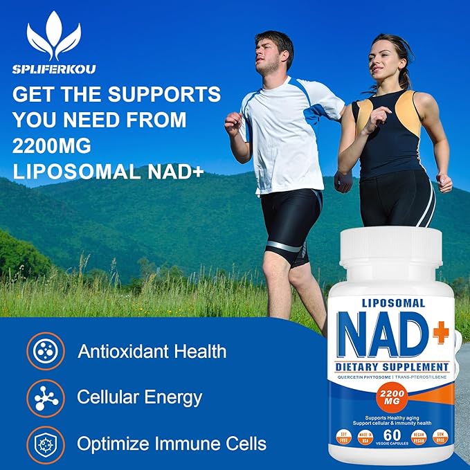 2200mg Liposomal NAD+ Supplement - NAD Supplement for Men and Women, Enhances Cell Energy & Aging Defese, 60 Capsules